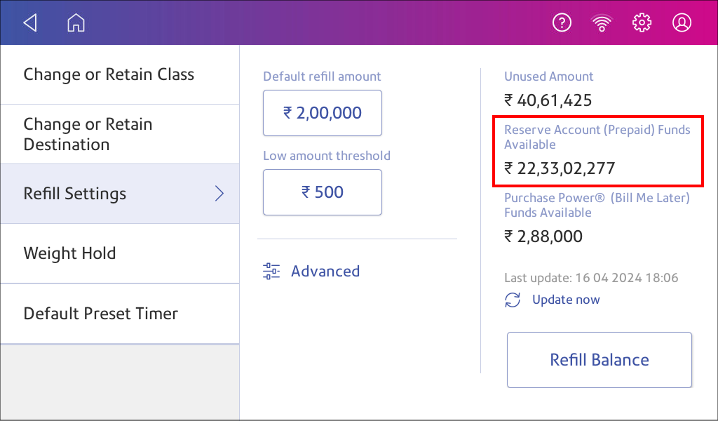 Account balance
