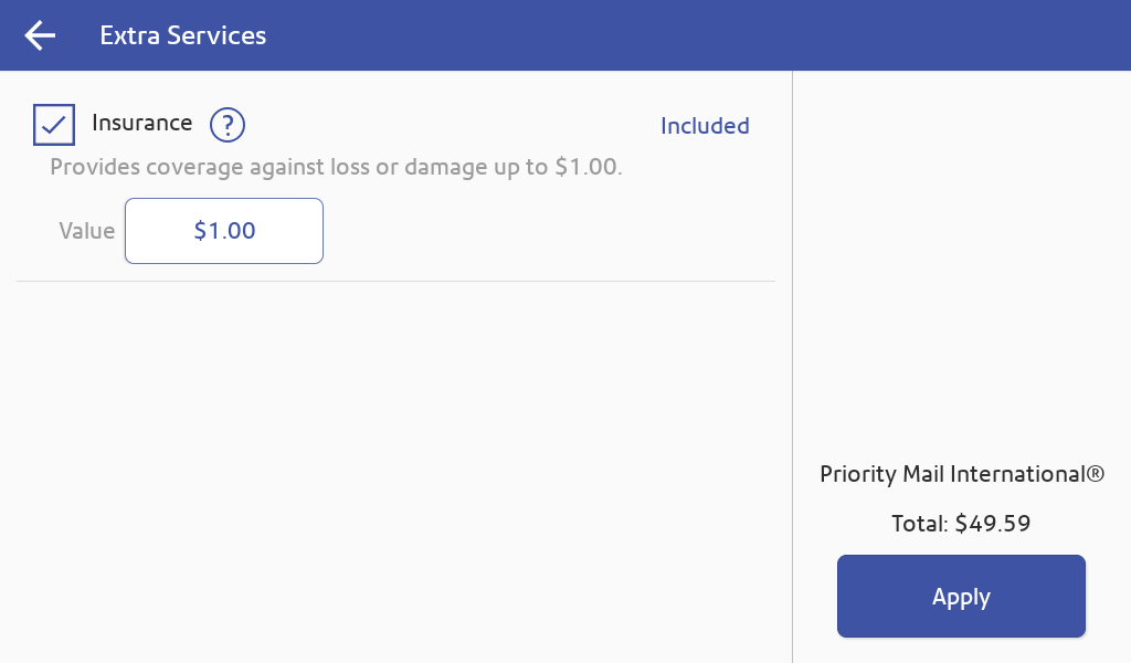 Shipping label extra services
